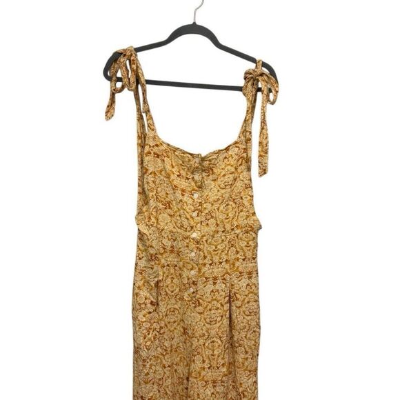 Free people yellow sugar sands floral jumpsuit size large - Picture 5 of 7